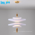 Lámpara colgante decorativa doble doble de acrílico + hierro Luces colgantes doradas